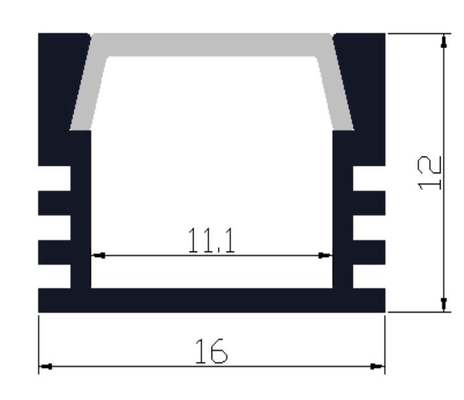 La Manche menée en aluminium de profil de l'aviation 6063 la Manche de lumière de bande de 16 x de 12mm