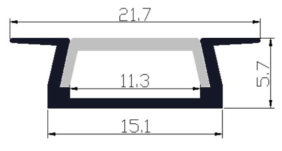 Le profil en aluminium de lumière de 6063 LED a enfoncé le bâti 21,7 x 5.7mm