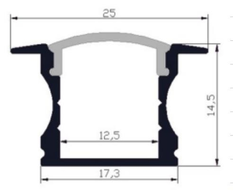 Profil en aluminium enfoncé 25 x 14.5mm RoHS de lumière du bâti LED